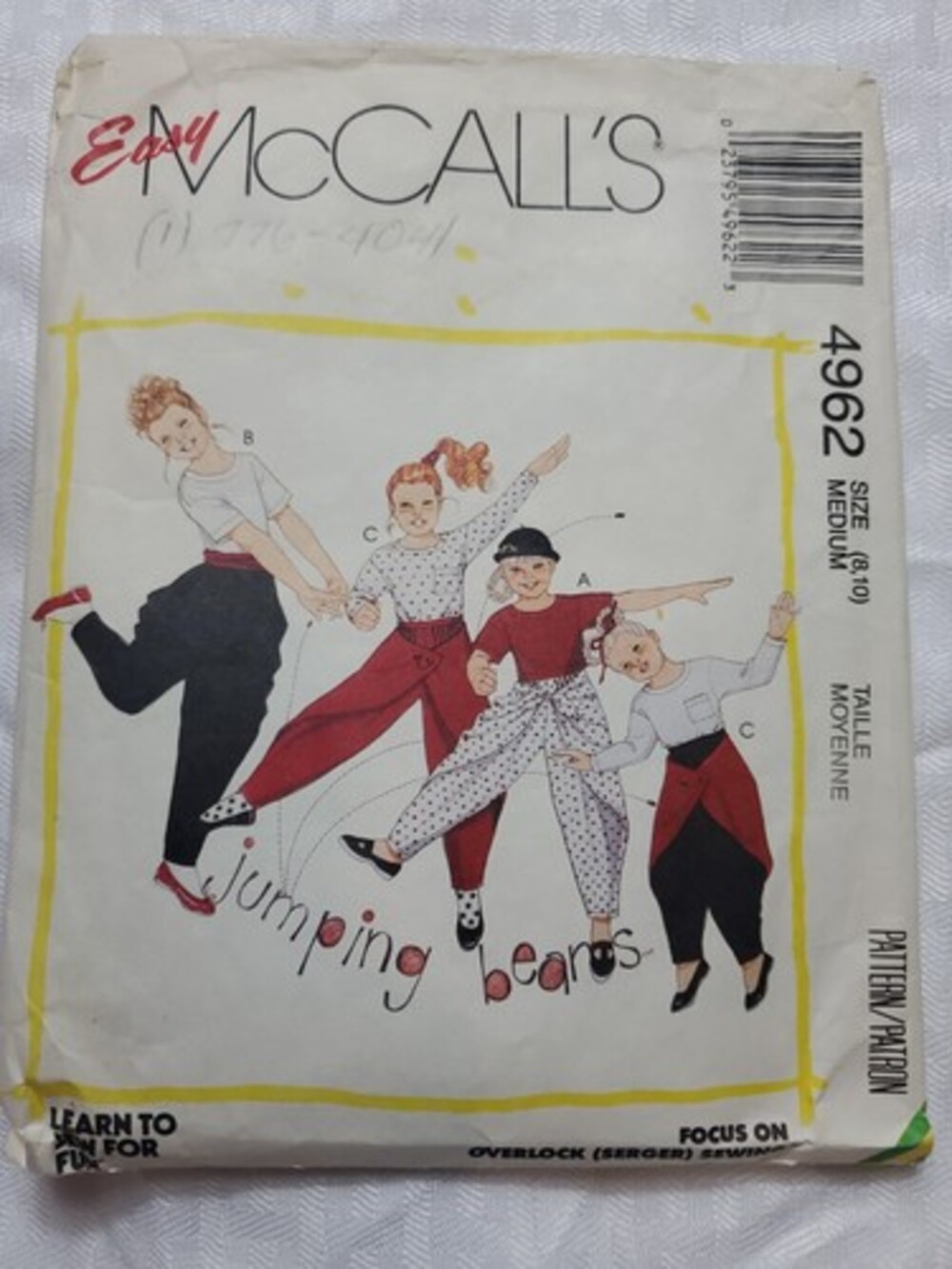 1990 Novelty Pants and Top Pattern Size 8 10 McCalls 4962 hammer pants
